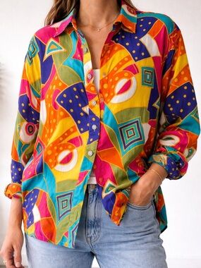 Palmer And Palmer Australia Silk Psychedelic Shirt Vintage Unisex Fit Oversized